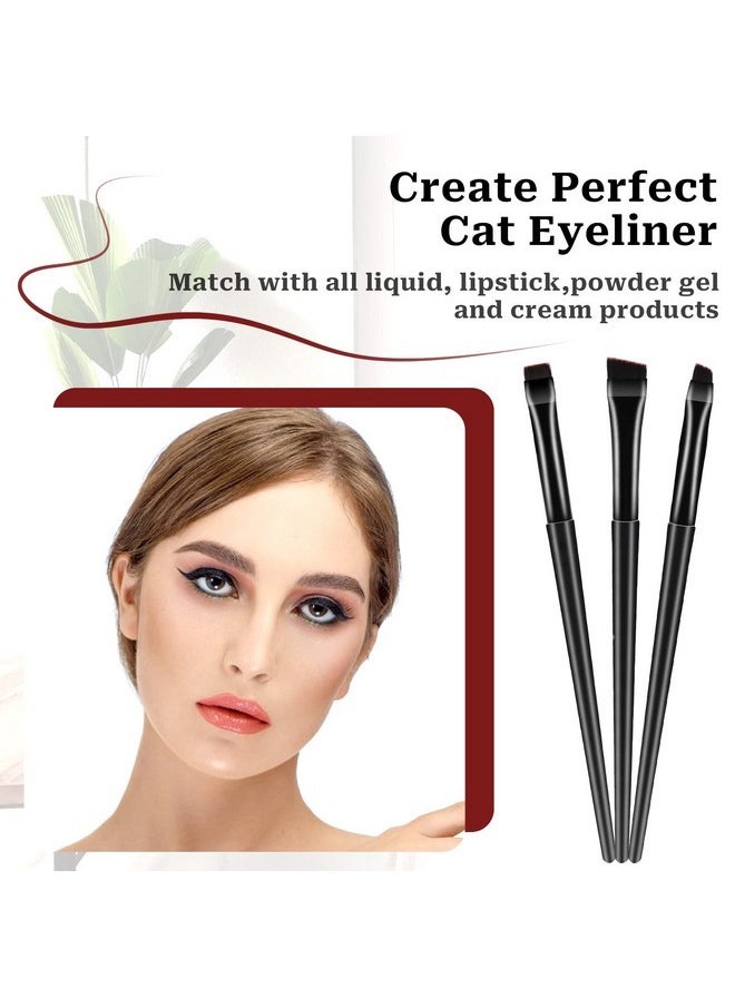 Fine Eyeliner Brushes, 3 Pcs Ultra Thin Slanted Flat Angle Eye Liner Brush Set Slanted Eyebrow Brushes Eyebrow Brush Eyeshadow Brush Set Precision Brush For Eye Makeup