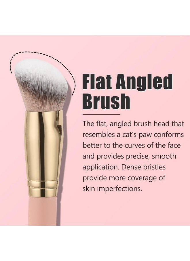 Flat Angled Foundation Brush, Large Dense Synthetic Bristles Kabuki Brush For Base Makeup With Liquid Cream Powder