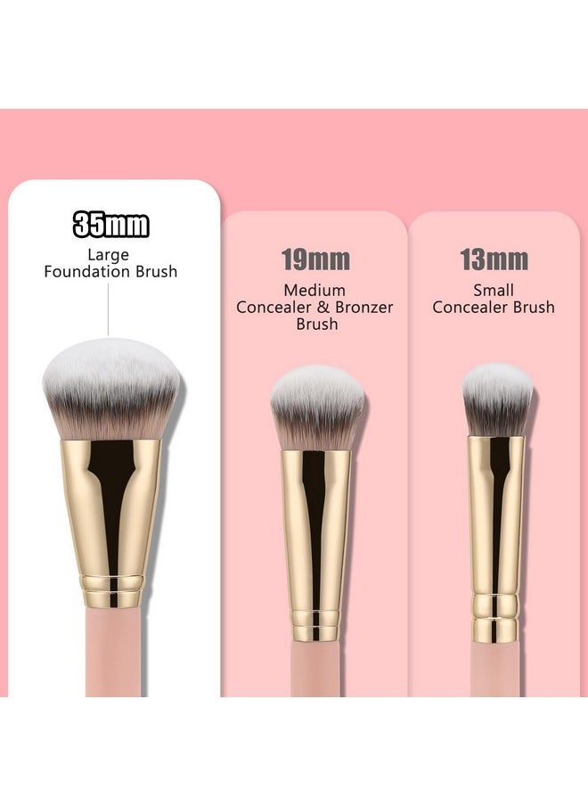 Flat Angled Foundation Brush, Large Dense Synthetic Bristles Kabuki Brush For Base Makeup With Liquid Cream Powder