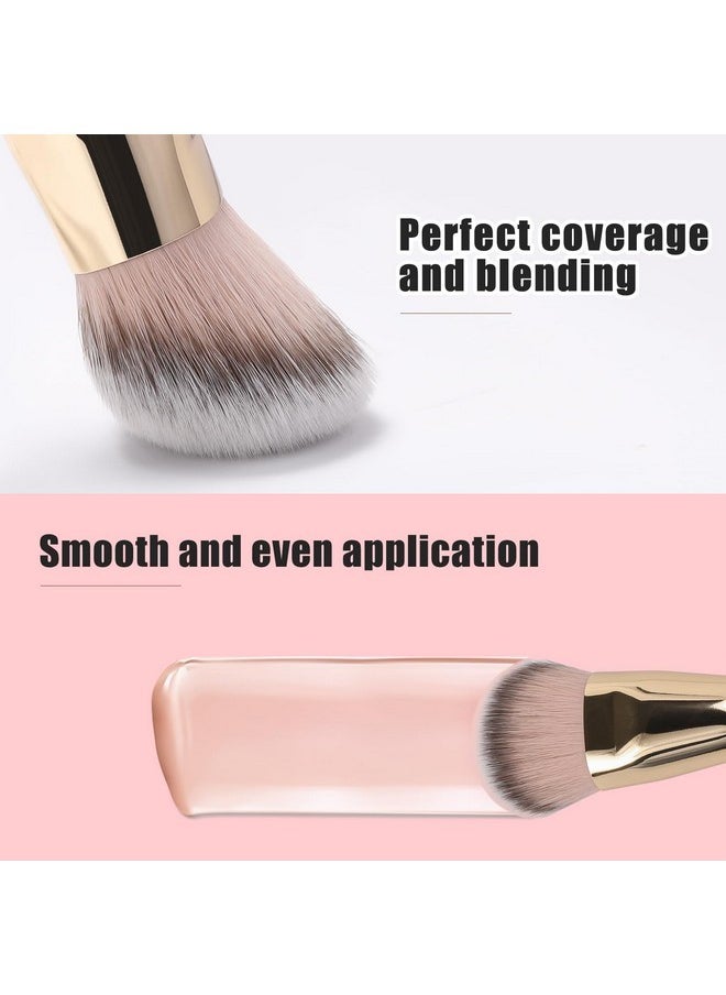 Flat Angled Foundation Brush, Large Dense Synthetic Bristles Kabuki Brush For Base Makeup With Liquid Cream Powder