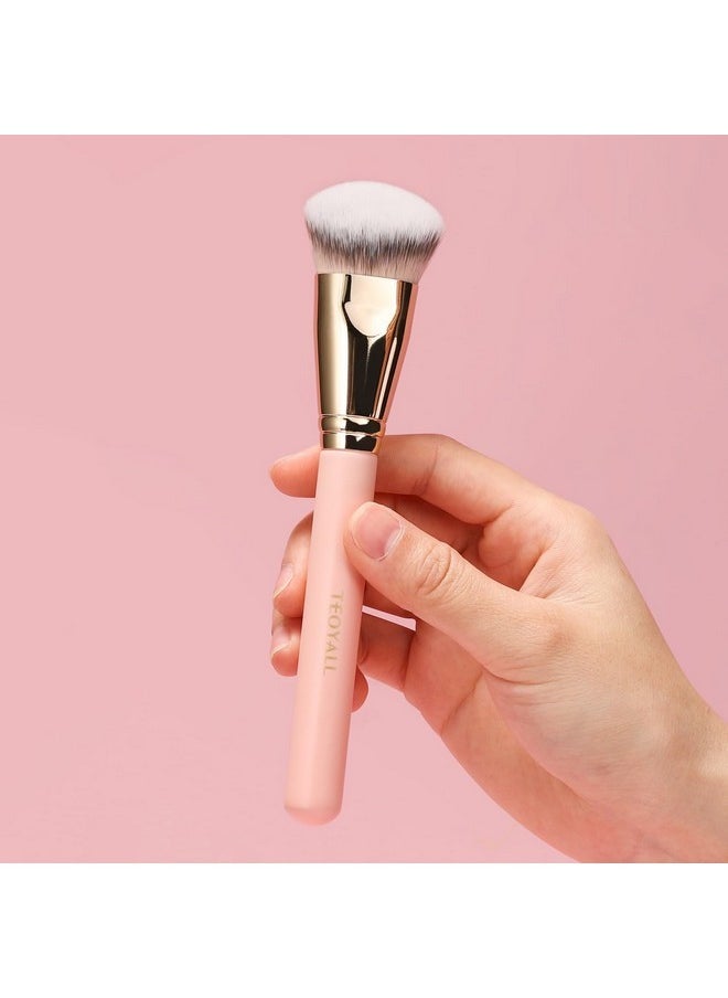 Flat Angled Foundation Brush, Large Dense Synthetic Bristles Kabuki Brush For Base Makeup With Liquid Cream Powder