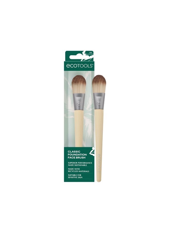 Classic Foundation Face Brush, For Liquid, & Cream Foundation, Flat Foundation Brush, Makeup Brush For Natural Makeup, Buildable Coverage, Synthetic Bristles, Cruelty- Free, 1 Count