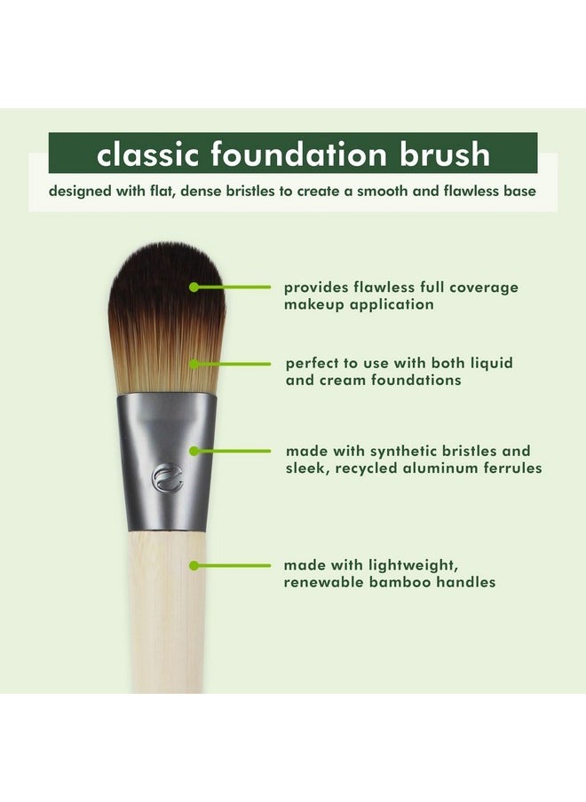 Classic Foundation Face Brush, For Liquid, & Cream Foundation, Flat Foundation Brush, Makeup Brush For Natural Makeup, Buildable Coverage, Synthetic Bristles, Cruelty- Free, 1 Count