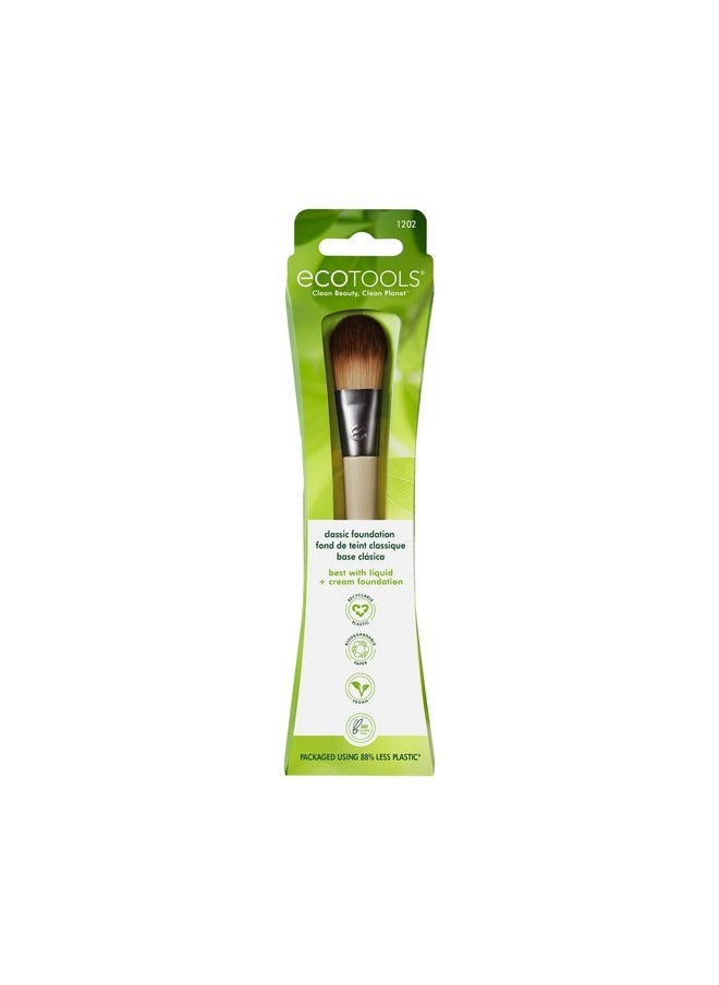 Classic Foundation Face Brush, For Liquid, & Cream Foundation, Flat Foundation Brush, Makeup Brush For Natural Makeup, Buildable Coverage, Synthetic Bristles, Cruelty- Free, 1 Count