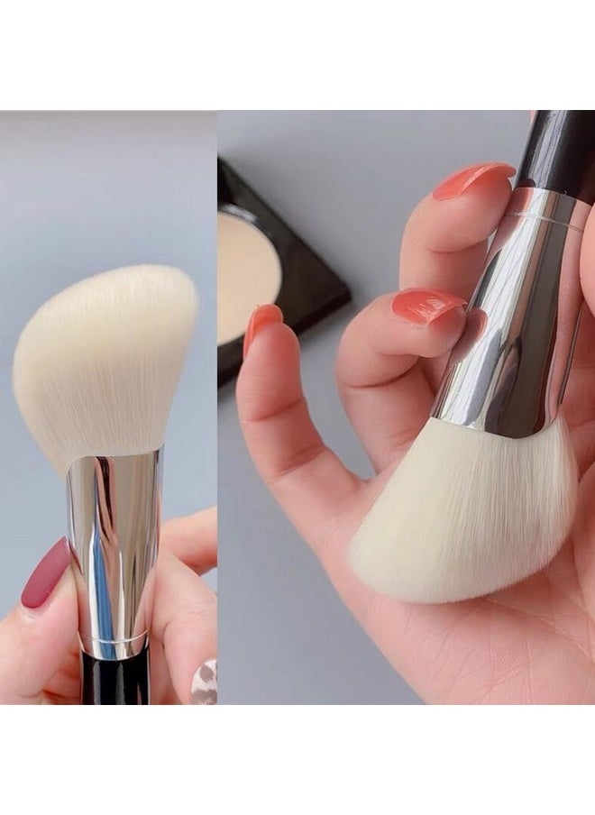 Angled Blush Brush,Large Powder Mineral Brush,Foundation Makeup Brush,Powder Brush And Blush Brush For Daily Makeup (White)