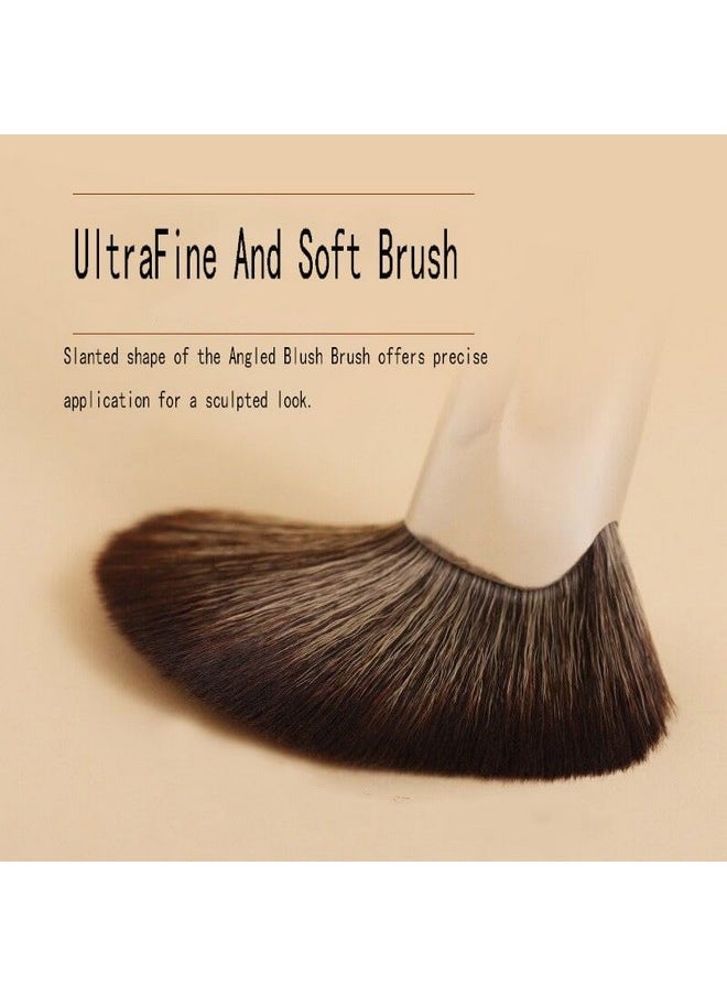 Angled Blush Brush,Large Powder Mineral Brush,Foundation Makeup Brush,Powder Brush And Blush Brush For Daily Makeup (White)