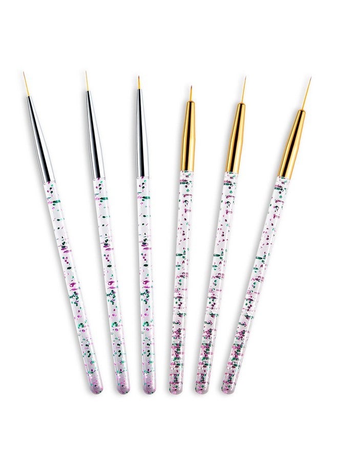 6 Pieces Makeup Brush Line Fine Point Eyeliner Brush Eye Makeup Gel Eyeliner Brush Eyeliner Brush Applicators Cosmetic Eye Wands Eyeliner For Water Activated Eyeliner Makeup Tool, Silver And Golden