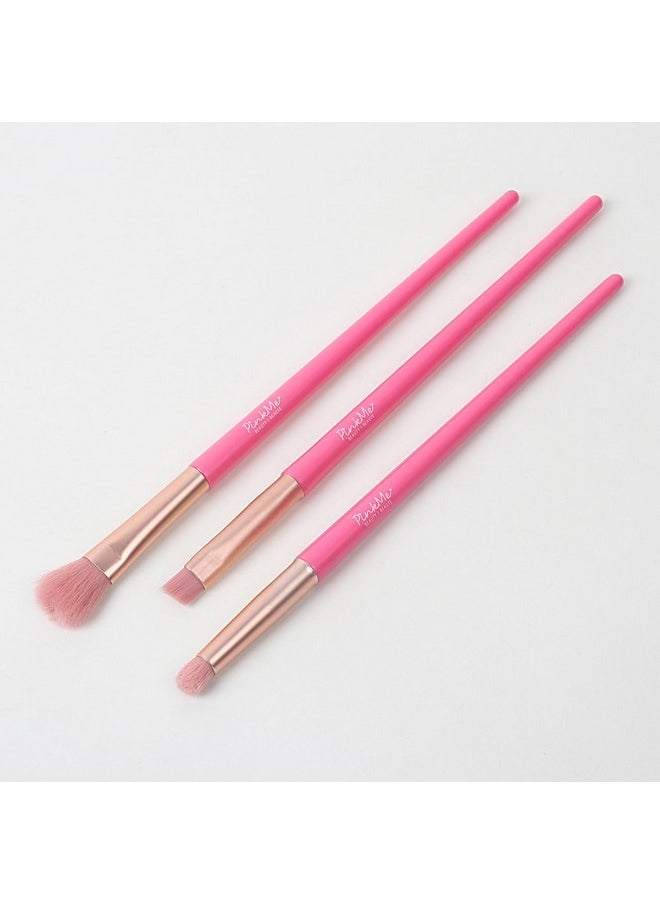 Exquisite Eye Makeup Brush Set 3-In-1, Pink Me! Series Beauty Brushes Set