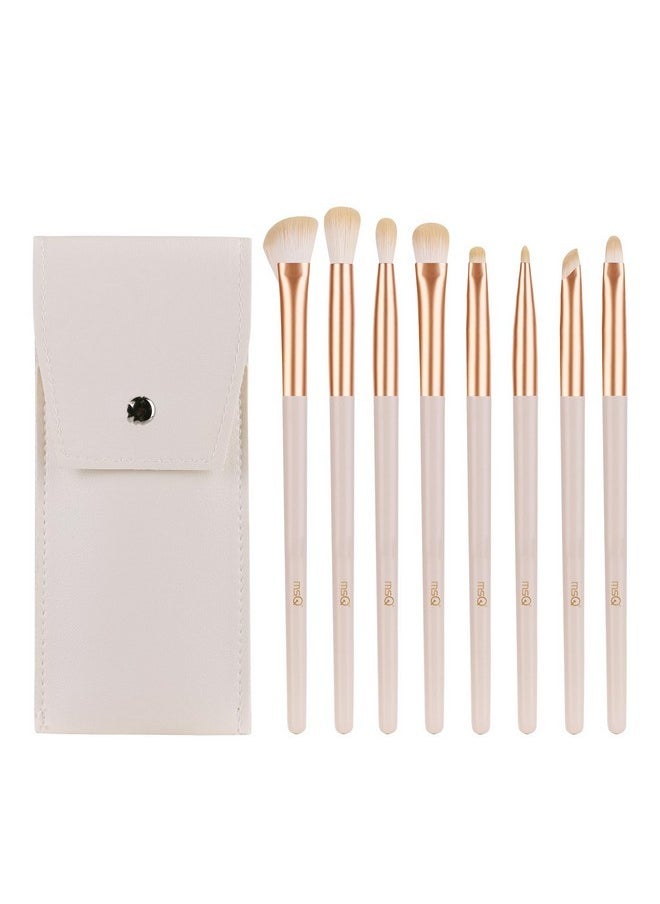 Eye Makeup Brushes 8Pcs Eyeshadow Makeup Brushes Set, Soft Synthetic Hairs For Eyeshadow, Eyeliner, Blending, Concealer, Nose Shadow (Khaki)