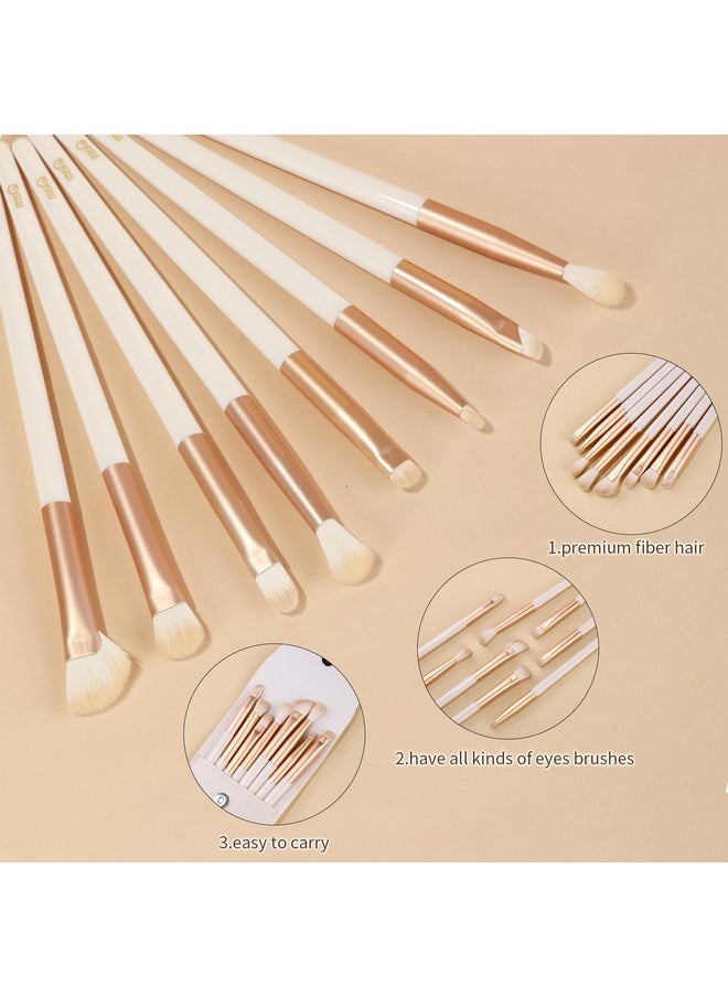 Eye Makeup Brushes 8Pcs Eyeshadow Makeup Brushes Set, Soft Synthetic Hairs For Eyeshadow, Eyeliner, Blending, Concealer, Nose Shadow (Khaki)