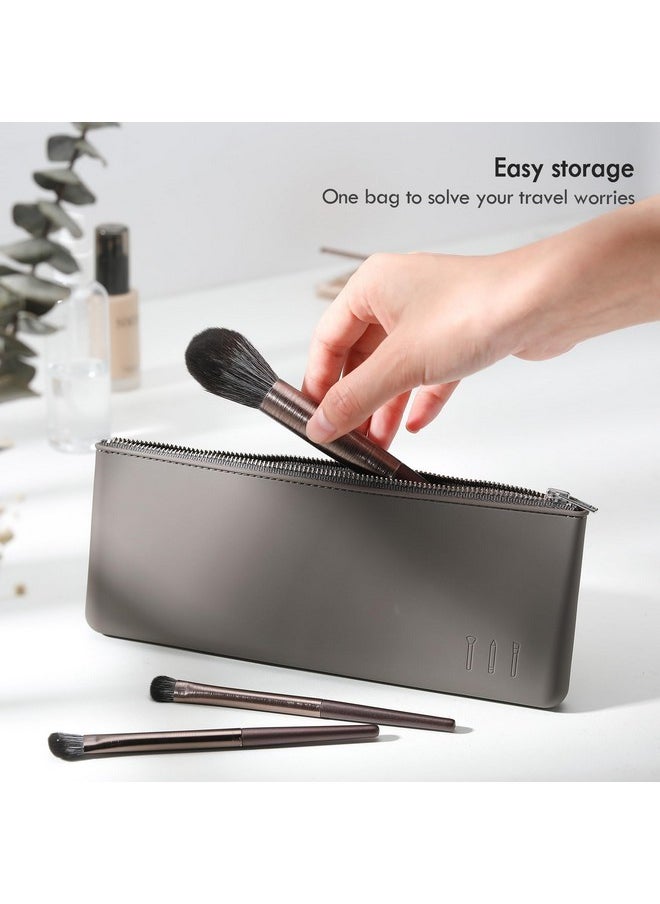 Silicone Makeup Brush Bag, Luxury Zipper Makeup Brush Holder For Travel, Portable Makeup Brushes Pouch Organizer