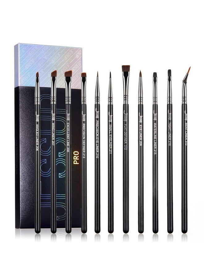 Eyeliner Brush Set, Professional Eye Liner Makeup Brushes 11Pcs, Angled Flat Definer Ultra Fine Bent Pencil Point Eyeliner Brushes For Precision Liner, T324