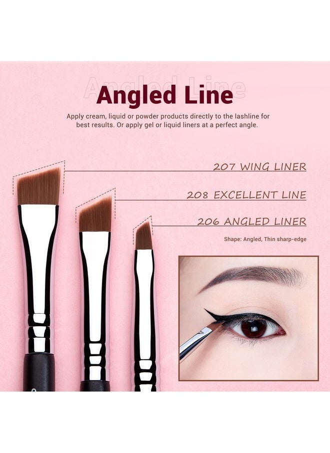 Eyeliner Brush Set, Professional Eye Liner Makeup Brushes 11Pcs, Angled Flat Definer Ultra Fine Bent Pencil Point Eyeliner Brushes For Precision Liner, T324