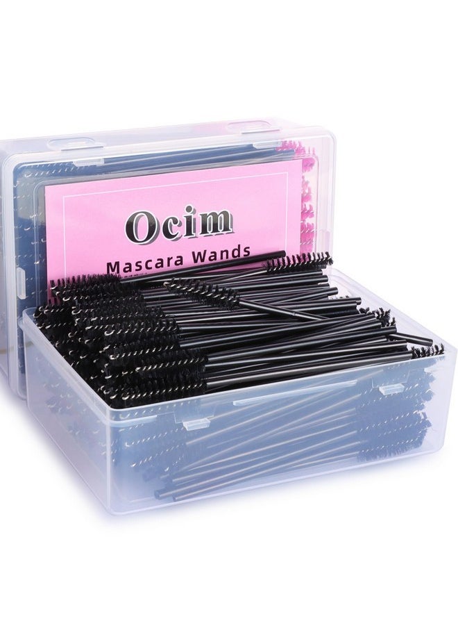 400Pcs Disposable Eyelash Spoolies,Mascara Wands Brush For Eyelash Extensions And Eyebrow Brush With Container,Black