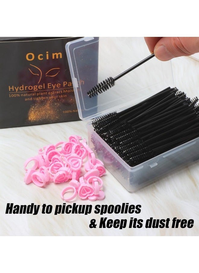 400Pcs Disposable Eyelash Spoolies,Mascara Wands Brush For Eyelash Extensions And Eyebrow Brush With Container,Black