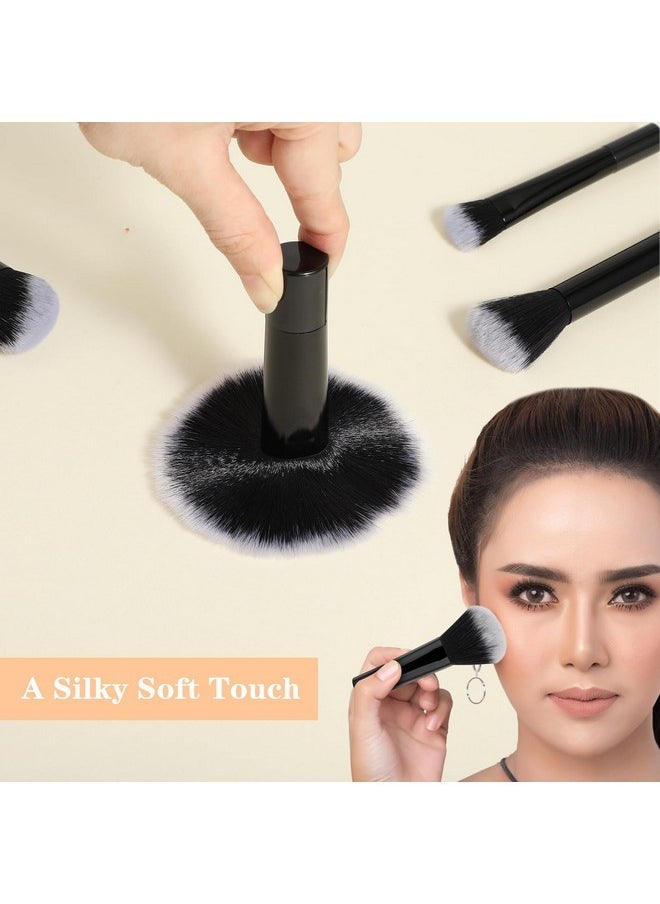 10 Pcs Travel Makeup Brush Set Mini Makeup Brushes Travel Size With Pack Portable Small Eyeshadow Eye Lipstick Foundation Brush Shadow Contour Blush Concealer (Black)