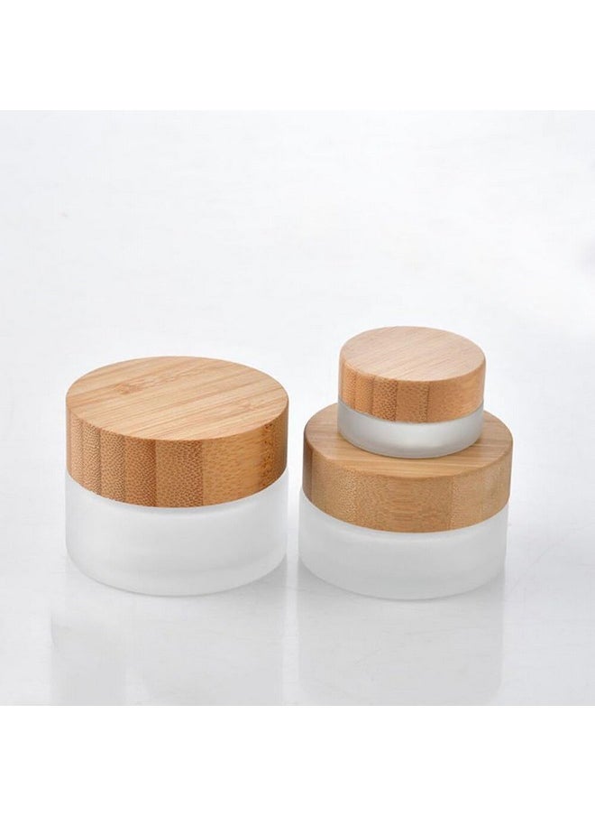 100Ml Bamboo Lid Frosted Glass Bottle Cream Jars Empty Refillable Cosmetic Container Face Lotion Cream Box Pot For Makeup Lip Balm Eye Cream