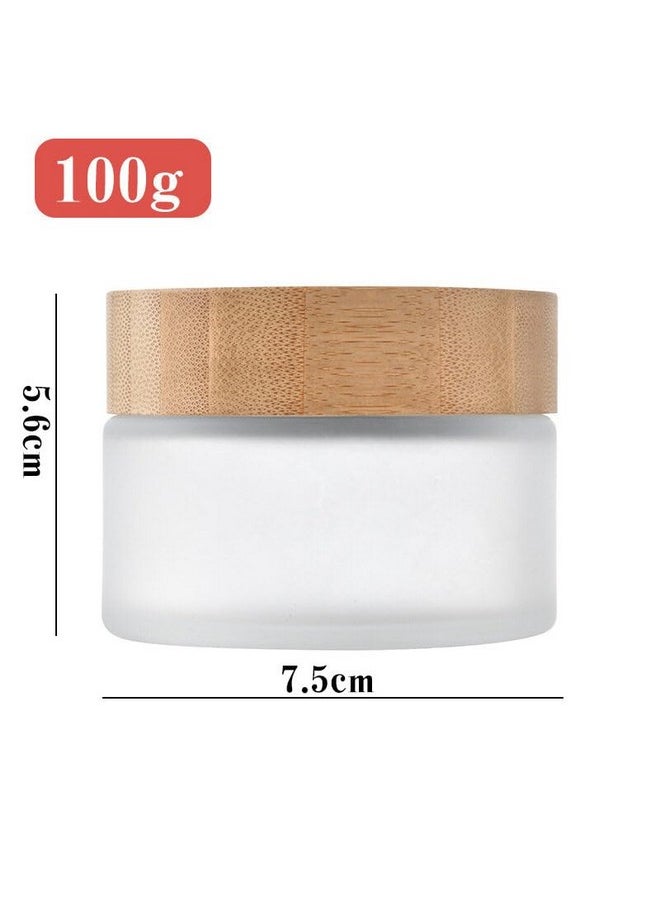 100Ml Bamboo Lid Frosted Glass Bottle Cream Jars Empty Refillable Cosmetic Container Face Lotion Cream Box Pot For Makeup Lip Balm Eye Cream