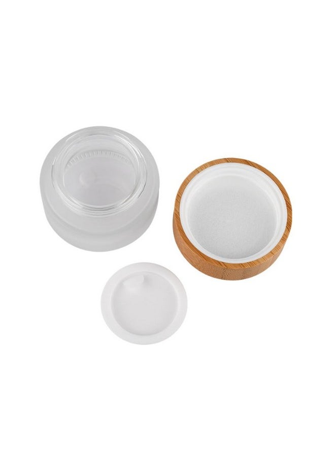 100Ml Bamboo Lid Frosted Glass Bottle Cream Jars Empty Refillable Cosmetic Container Face Lotion Cream Box Pot For Makeup Lip Balm Eye Cream