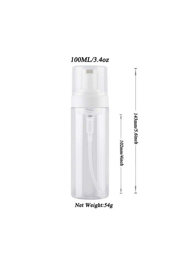 2Pcs Empty Plastic Foaming Dispenser Foam Pump Bottles Travel Soap Bottles For Facial Cleanser Hand Soap Shampoo Shower Gel (Clear,100Ml/3.4Oz)