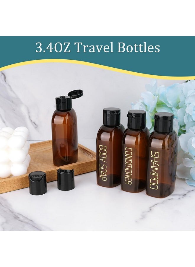 Travel Bottles For Toiletries 4Pcs 3.4Oz Travel Shampoo And Conditioner Bottles Tsa Approved Travel Size Containers Leak Proof Small Plastic Squeeze Bottles With Flip Cap