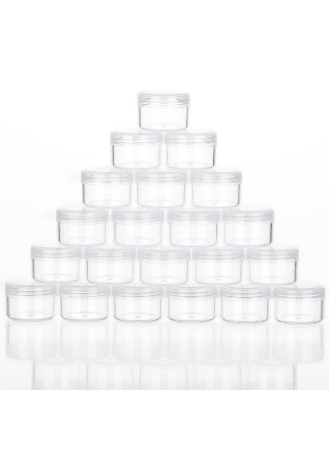 5 Gram Sample Containers With Lids, Mini Makeup Containers, Empty Plastic Travel Cosmetic Containers With Labels(25 Count, Clear Lid)