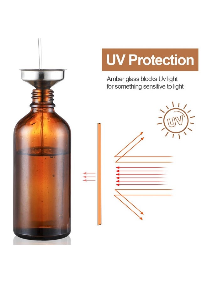 2 Oz Amber Glass Spray Bottles For Essential Oils, Empty Small Fine Mist And Refillable Mister, Mini Travel Bottle For Cleaning Solutions And Skin Care, Glass Dropper And Funnel Included.