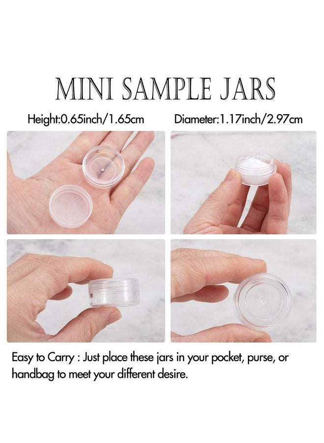 3 Gram Sample Containers With Lids, 200 Count Tiny Sample Jars, 3Ml Makeup Cosmetic Containers For Lip Balms, Lotion, Powder, Beauty Products(Clear Lids)