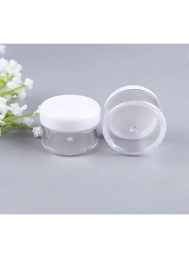 24Pcs 15Ml 0.5Oz Refillable Clear Empty Plastic Cosmetic Containers Jars With White Plastic Screw Cap Lid For Lotions Creams Nail Powder Eye Shadow Plastic Storage Containers For Domestic Use