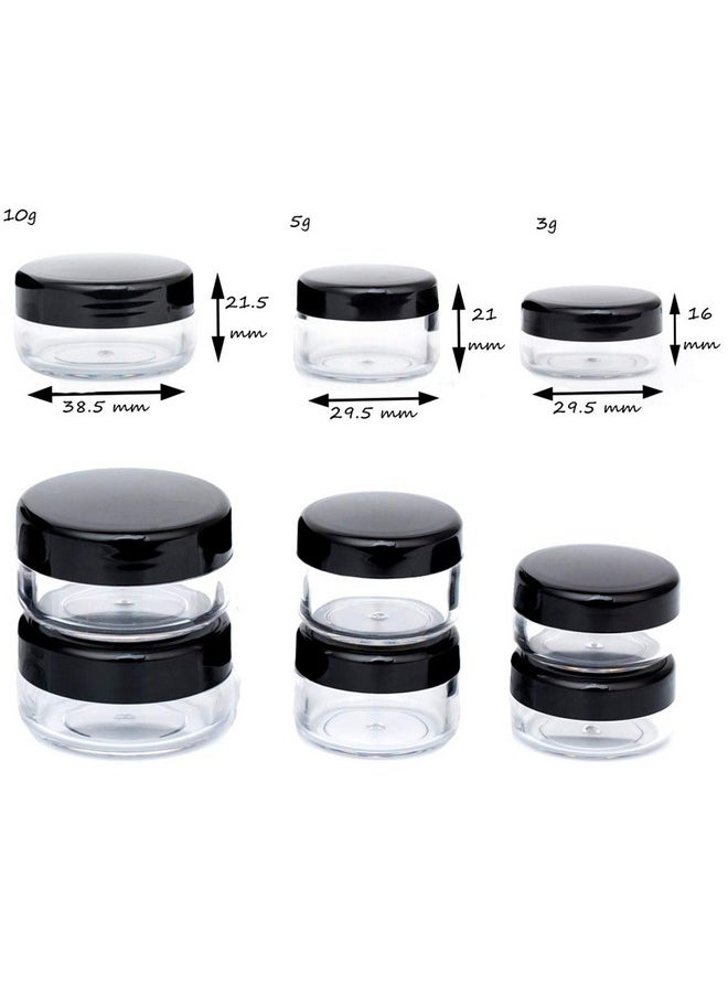 3 Gram Sample Containers With Lids, 200 Count Tiny Sample Jars, 3Ml Makeup Cosmetic Containers For Lip Balms, Lotion, Powder, Beauty Products(Black Lids)