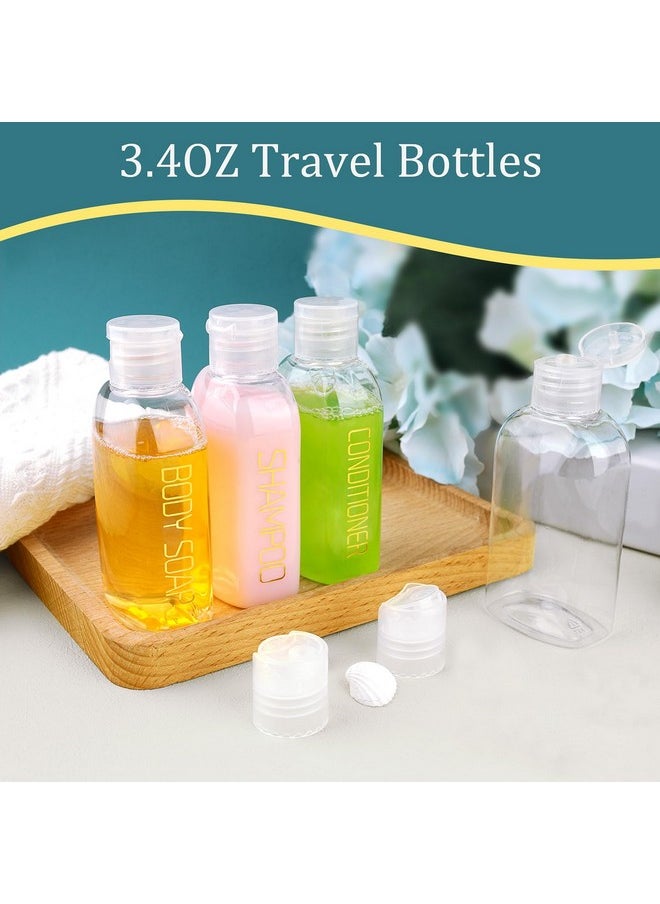 Leakproof Squeeze Bottles Travel Kit - 4Pc 3.4 Oz Tsa Approved For Shampoo, Conditioner And Toiletries