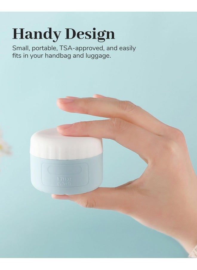 Travel Containers For Travel Size Toiletries, Tsa Approved Travel Bottles, Silicone Travel Jars For Cream With Clear Bag, Leak-Proof Cosmetic Containers Travel Accessories (4 Pack)