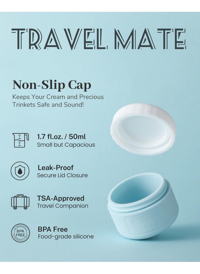 Travel Containers For Travel Size Toiletries, Tsa Approved Travel Bottles, Silicone Travel Jars For Cream With Clear Bag, Leak-Proof Cosmetic Containers Travel Accessories (4 Pack)