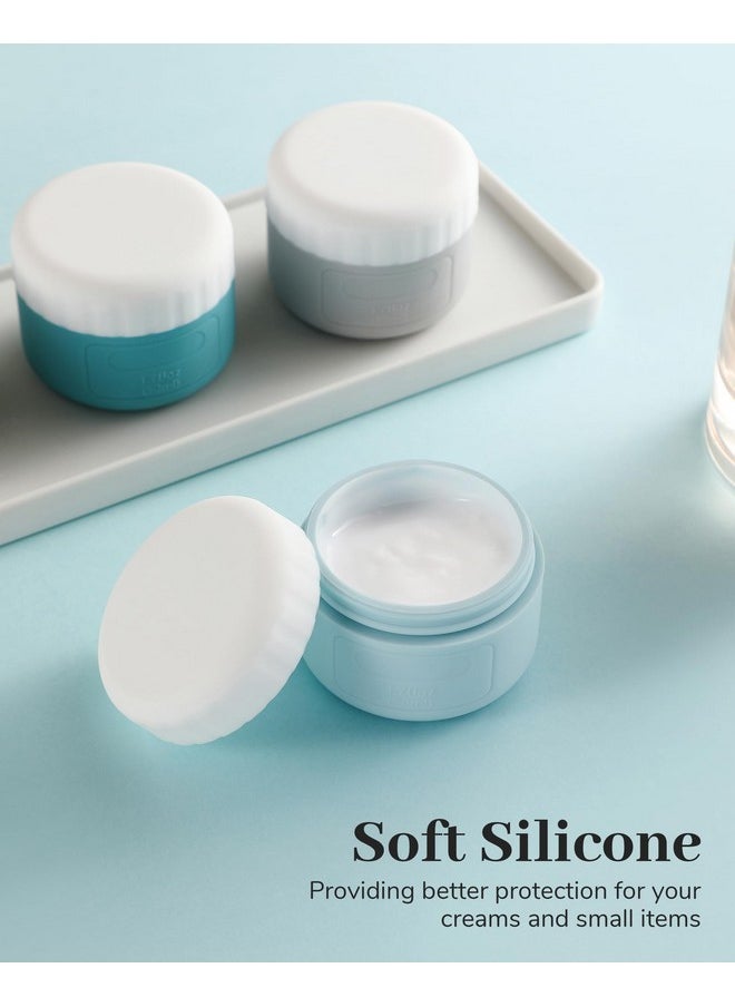 Travel Containers For Travel Size Toiletries, Tsa Approved Travel Bottles, Silicone Travel Jars For Cream With Clear Bag, Leak-Proof Cosmetic Containers Travel Accessories (4 Pack)