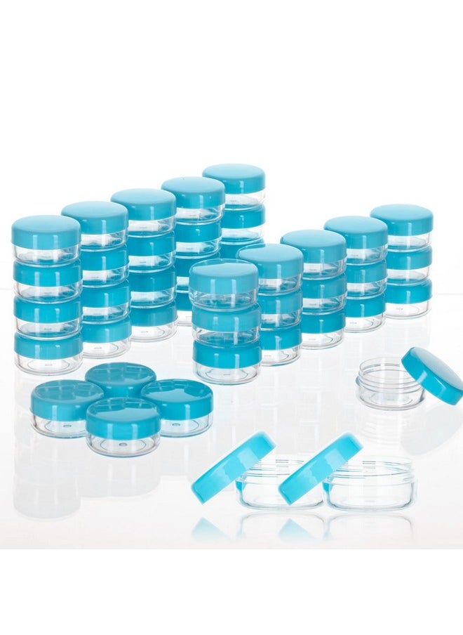 3 Gram Sample Containers With Lids, 100 Count Tiny Sample Jars, 3Ml Makeup Cosmetic Containers For Lip Balms, Lotion, Powder, Beauty Products(Blue Lids)