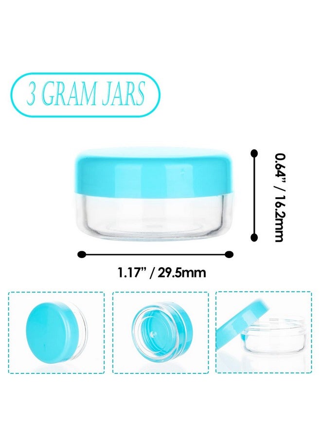 3 Gram Sample Containers With Lids, 100 Count Tiny Sample Jars, 3Ml Makeup Cosmetic Containers For Lip Balms, Lotion, Powder, Beauty Products(Blue Lids)