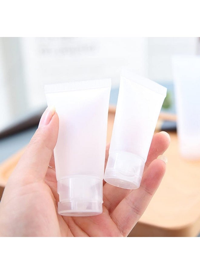 24Pcs 30Ml/1Oz Empty Refillable Plastic Squeeze Cosmetic Soft Tube Vial Bottles With Flip Cover Makeup Travel Sample Packing Storage Toiletries Container For Facial Cleaner Body Lotion