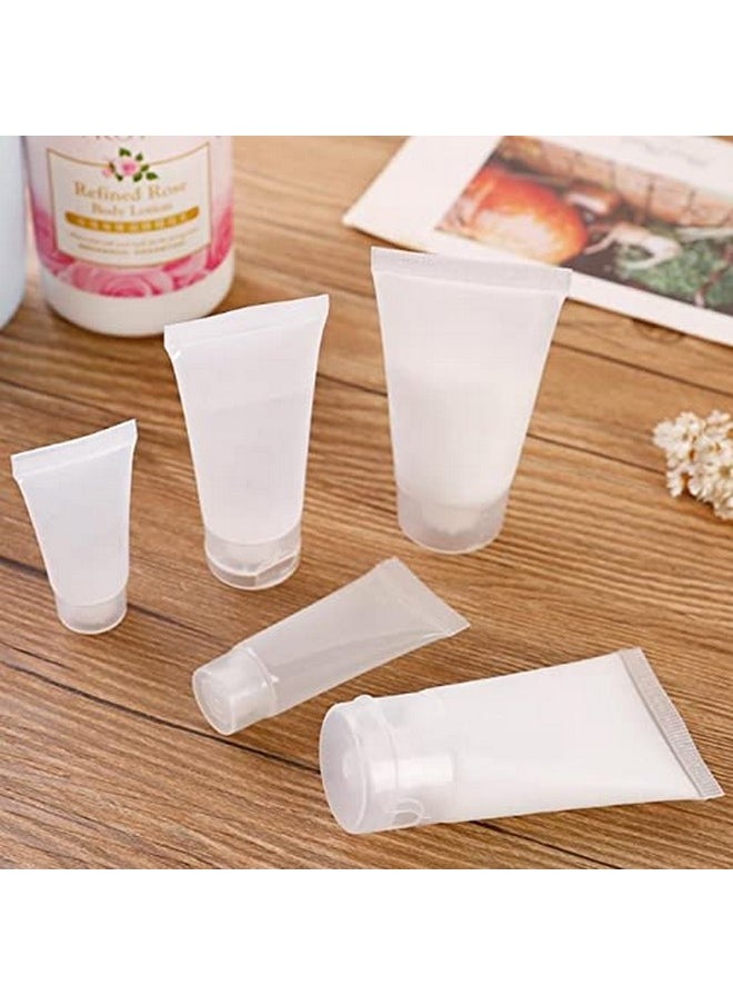 24Pcs 30Ml/1Oz Empty Refillable Plastic Squeeze Cosmetic Soft Tube Vial Bottles With Flip Cover Makeup Travel Sample Packing Storage Toiletries Container For Facial Cleaner Body Lotion