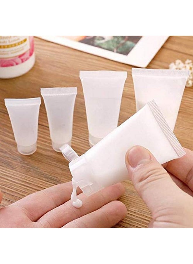 24Pcs 30Ml/1Oz Empty Refillable Plastic Squeeze Cosmetic Soft Tube Vial Bottles With Flip Cover Makeup Travel Sample Packing Storage Toiletries Container For Facial Cleaner Body Lotion