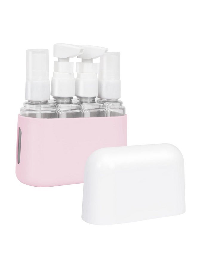 Travel Bottle Set, 4 In 1 Travel Containers Set For Toiletries,Leak-Proof Refillable Plastic Bottles With Lid,Airplane Accessories Kits For Shampoo Conditioner Lotion Liquids,Pink