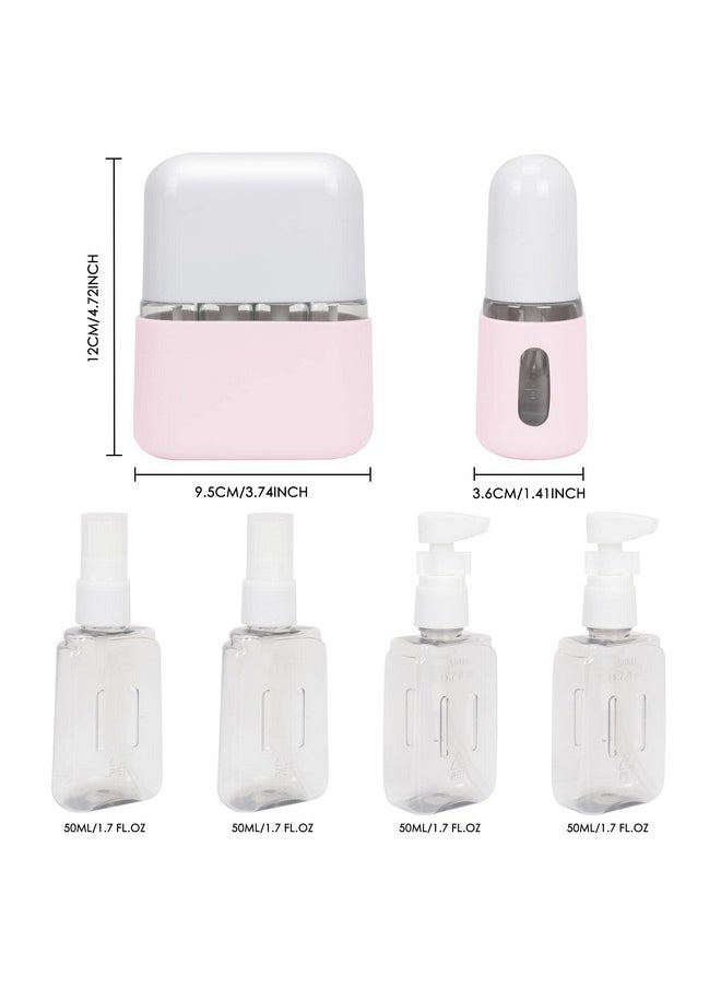 Travel Bottle Set, 4 In 1 Travel Containers Set For Toiletries,Leak-Proof Refillable Plastic Bottles With Lid,Airplane Accessories Kits For Shampoo Conditioner Lotion Liquids,Pink