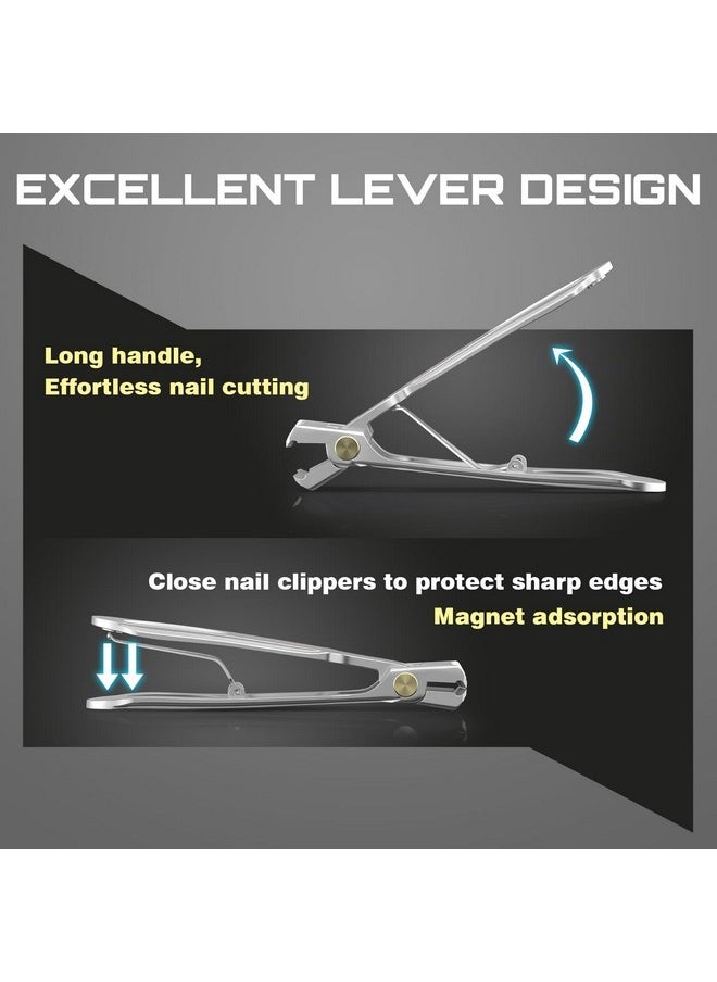 Precision And Comfort Combined: Introducing Our Ergonomically Designed Stainless Steel Nail Clipper With Large Opening And Built-In Clipping Storage - The Ideal Gift For Effortless Nail Care(Silver)