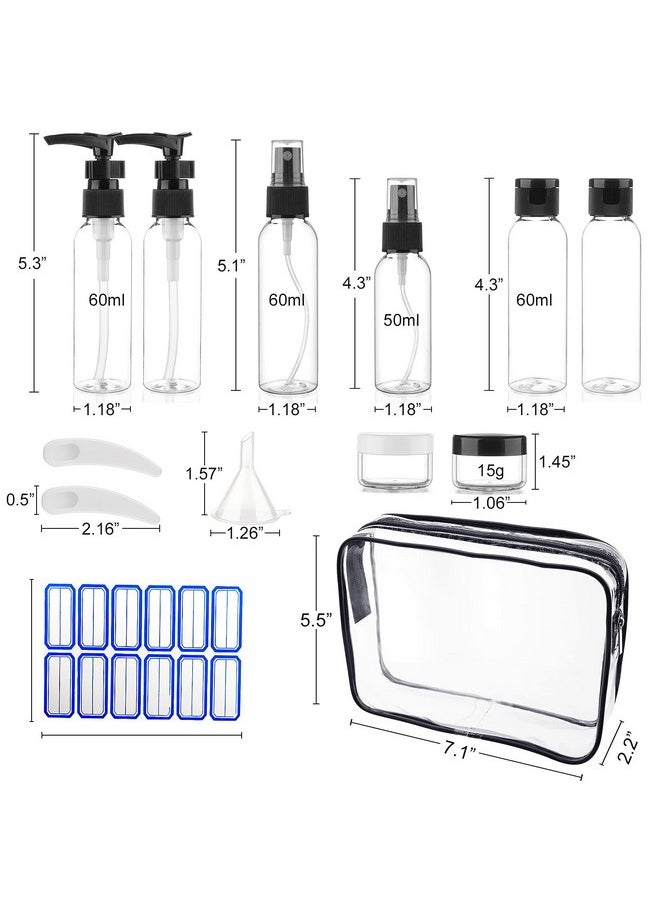 Travel Size Bottles For Toiletries 13 Pack 2Oz Tsa Approved Toiletry Bottles Leak Proof Travel Kit For Women Men Tsa Clear Toiletry Bag Shampoo Lotion Skincare Cosmetic Container