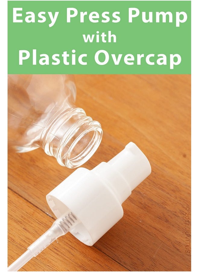 4 Oz / 120 Ml Clear Glass Boston Round Bottle With White Treatment Pump Bpa Free Refillable Empty Storage Containers (24 Pack)