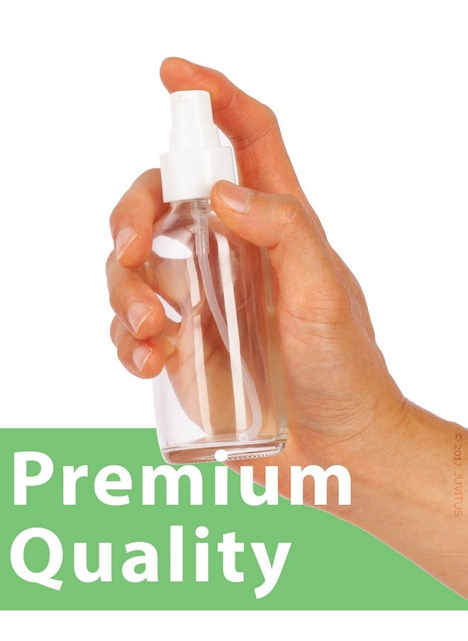 4 Oz / 120 Ml Clear Glass Boston Round Bottle With White Treatment Pump Bpa Free Refillable Empty Storage Containers (24 Pack)