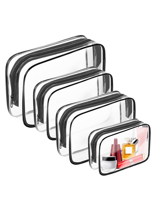 4 Pack Clear Toiletry Bag,Portable Travel Makeup Bags With Zipper, Tsa Approved Clear Organizer Bags, Pvc Cosmetic Pouch For Airport Airline Compliant