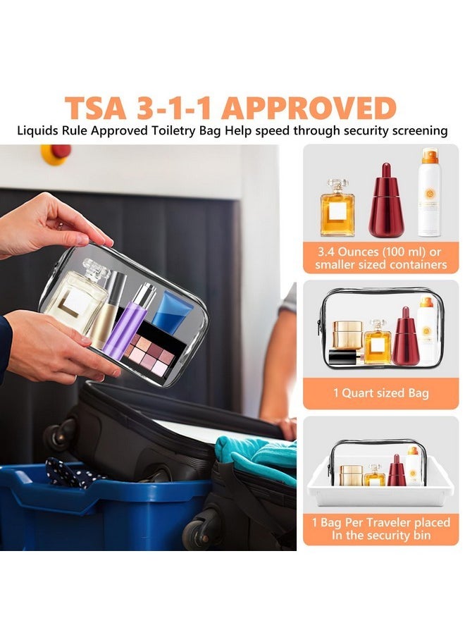 4 Pack Clear Toiletry Bag,Portable Travel Makeup Bags With Zipper, Tsa Approved Clear Organizer Bags, Pvc Cosmetic Pouch For Airport Airline Compliant