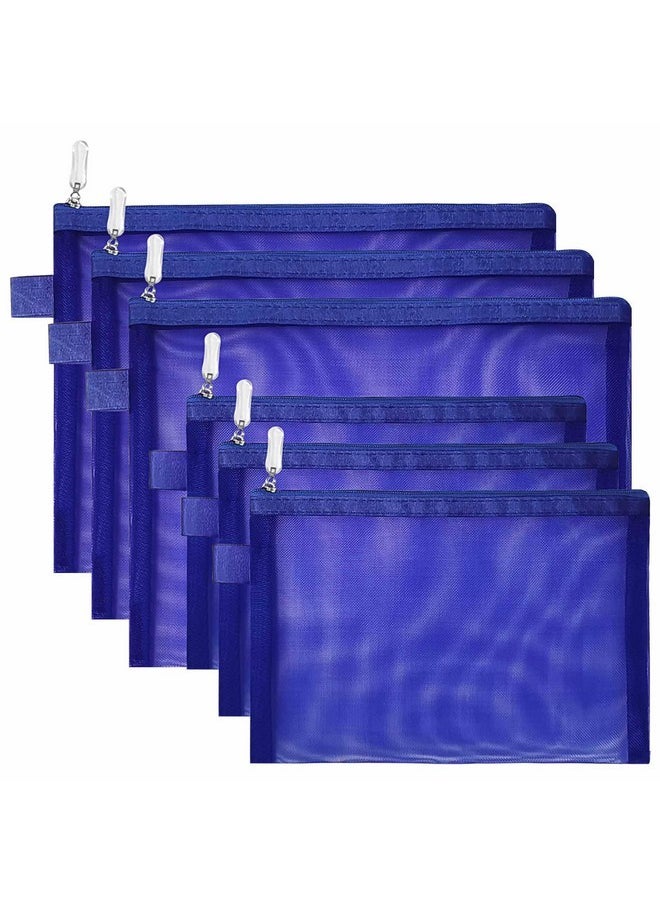 Clear Cosmetic Bags Zip Makeup Mesh Bags Pencil Case Pouch Travel Toiletry Kit Set Storage Case ((6A+5A)*3 Dark Blue)