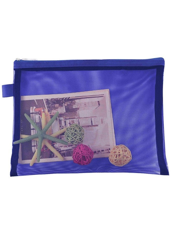 Clear Cosmetic Bags Zip Makeup Mesh Bags Pencil Case Pouch Travel Toiletry Kit Set Storage Case ((6A+5A)*3 Dark Blue)