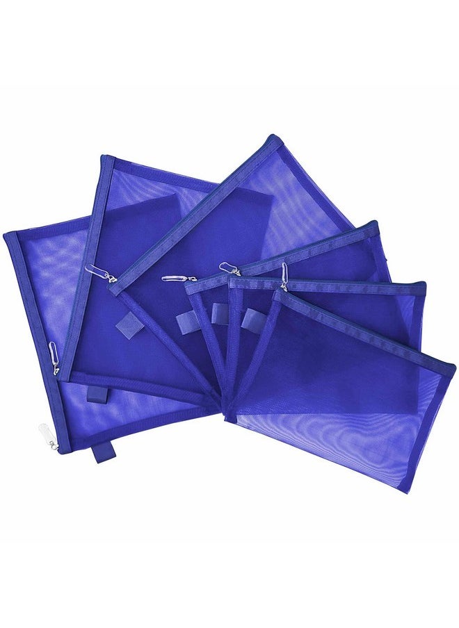 Clear Cosmetic Bags Zip Makeup Mesh Bags Pencil Case Pouch Travel Toiletry Kit Set Storage Case ((6A+5A)*3 Dark Blue)